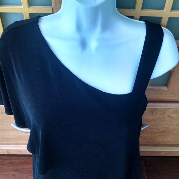 Slinky Brand Black One Shoulder Top Small - Picture 2 of 4